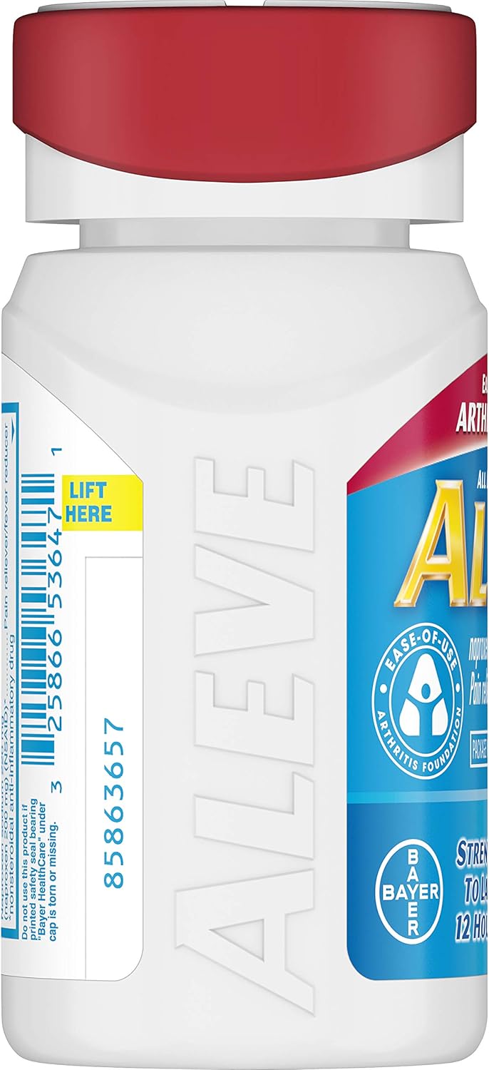 Aleve Easy Open Arthritis Cap Caplets with Naproxen Sodium, 220mg (NSAID) Pain Reliever/Fever Reducer, 100 Count: Health & Personal Care