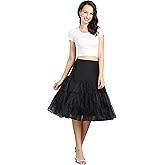 WOWBRIDAL Women's Vintage 50s Rockabilly Petticoat 25.59" Length Tutu Underskirt