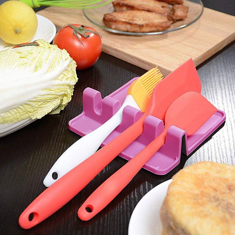 Kitchen Spoon Rack Plastic 4 Slot NonSlip Utensil Holder Multi