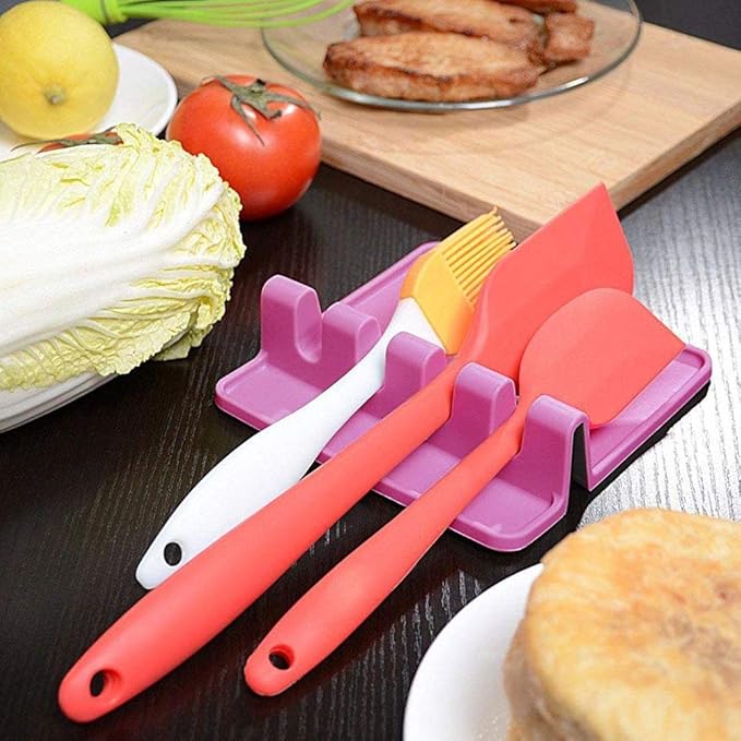 Kitchen Spoon Rack Plastic 4 Slot NonSlip Utensil Holder Multi