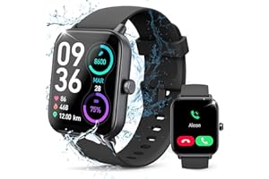 Hoowel Smart Watches for Men/Women,1.8'' Alexa Built-in Fitness Tracker Watch with Bluetooth Calls, IP68 Waterproof, Heart Rate/Sleep/SpO2/Stress Monitor, 100+ Sport Modes for Android & iPhone