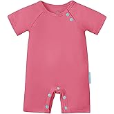 SuperSoft Short Sleeve Baby Romper, Unisex Bamboo Viscose One-piece Summer Pajamas, Boy Girl Footless Jumpsuit Snap Closure
