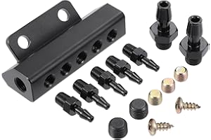 X AUTOHAUX Universal Vacuum Manifold Kit 1/8" Ports 1/2" Interfaces Block Intake Manifold for Car Fuel Gas Wastegate Turbo Boost