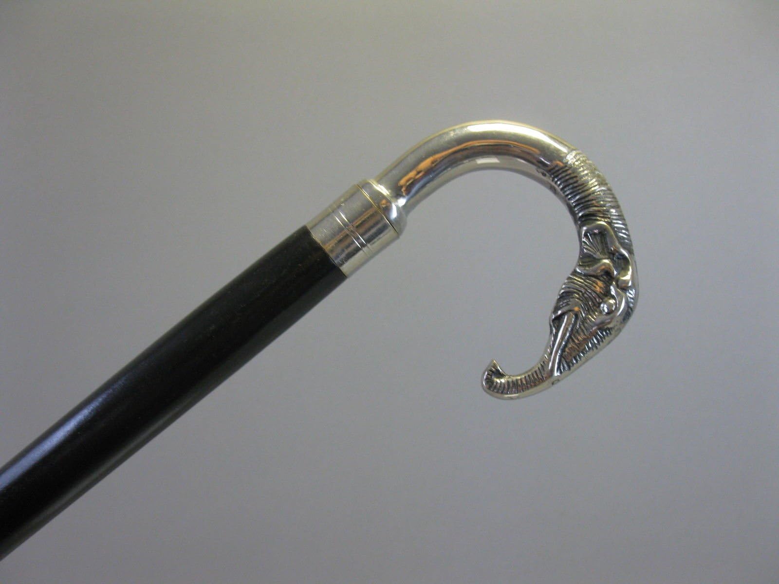Vintage Wooden Walking Stick Walking Stick 93 cm with Metal Handle Elephant Walking Stick M95