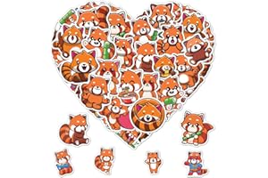 ZULUVINYL Pack 50 Pcs Cute Animal Red Panda Stickers for Water Bottles Waterproof Laptop Luggage Computer Scrapbooking Teens Adults Girls Boys Aesthetic Sticker Packs Small Vinyl Decals