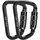 30KN Auto Locking Carabiner Clip Twist Lock Heavy Duty Carabiner for Climbing Rock Tree Rappelling Mountaineering Rescue Arborist Aerial Large Carabiners,D-Shaped,2PACK