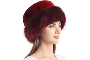 sy soul young Women's Leopard Faux Fur Hats Fluffy Bucket Hat Russian Style for Winter