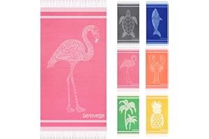 GENOVEGA Oversized Cotton Turkish Beach Towels 72"x36" Lightweight Quick Dry Sandless Pool Swim Towel Large Xl No Sand Compact Blanket Towel Adult Travel Essentials Cruise Accessories Must Haves Vacation Stuff