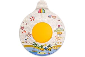 IENSEN Silicone Bathtub Drain Stopper with Beach Scenery Print - Universal Tub Plug Cover, Beautiful Coral Reef Design - Ideal Gift for Kids, Tots, Babies (White)