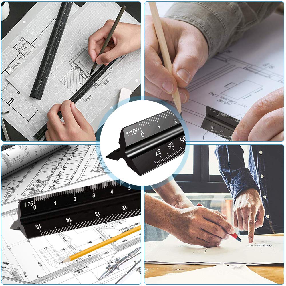 Scalimetro Triangolare 30cm Per Architetti E Ingegneri - 6 Scale Da Disegno Tecnico (1:20, 1:25, 1:50, 1:75, 1:100, 1:125) - Foto 11