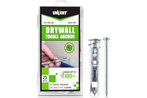 UNVERT Self-Drilling Drywall Anchor Toggle Kit, Heavy Duty Wall Ancor with Zinc Phillip Screws #8 x 2-1/4 - Holds Up to 100 Lb. (25 Pack)