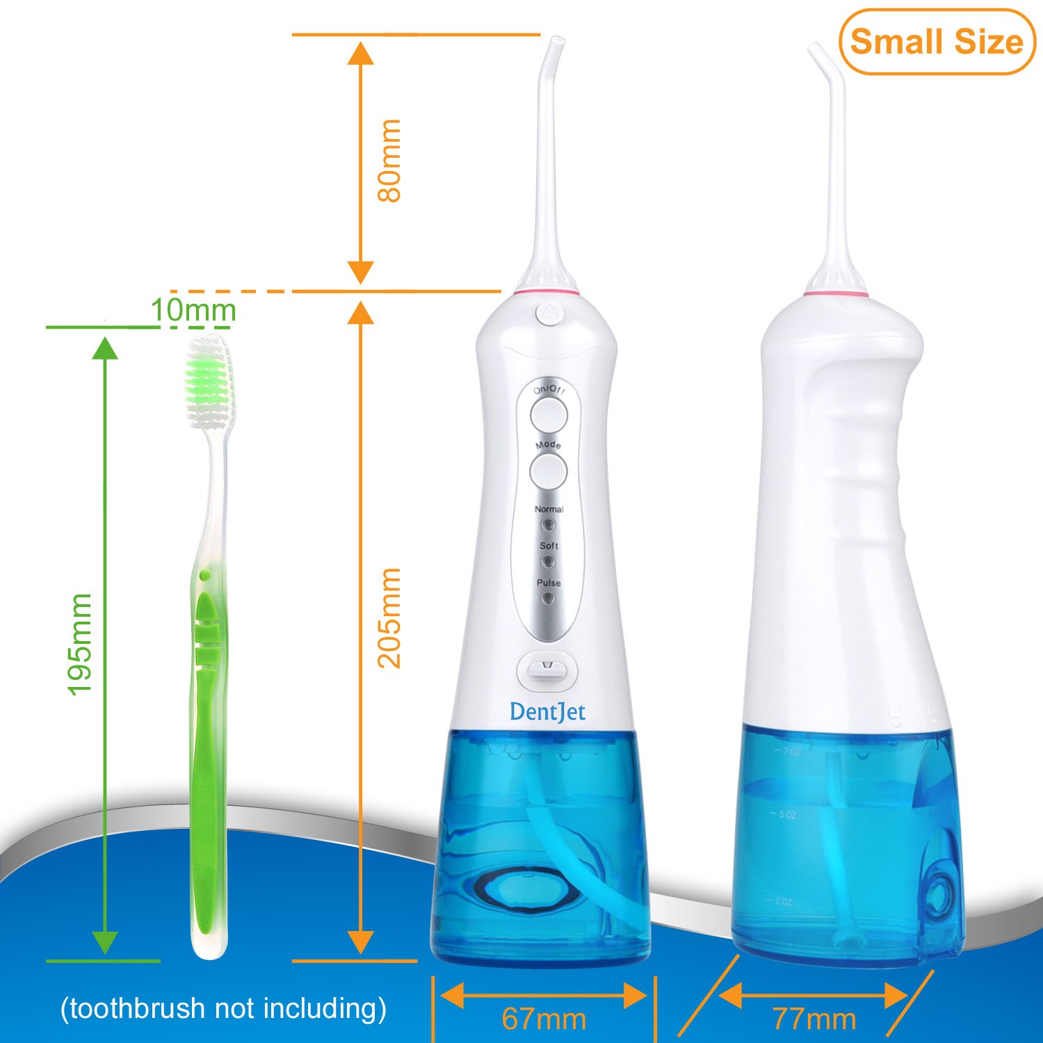 Oral Irrigator Cordless Water Flosser Rechargeable, DentJet 200ml Waterproof Water Pick for Teeth Portable Teeth Cleaning Kit with 3 Modes for Travel and Household (DJ-159 New Design)