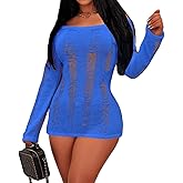 Women Sexy Bodycon Mini Dress Off Shoulder Y2K Club Night Going Out Dresses Knitted Backless Long Sleeve Short Dress
