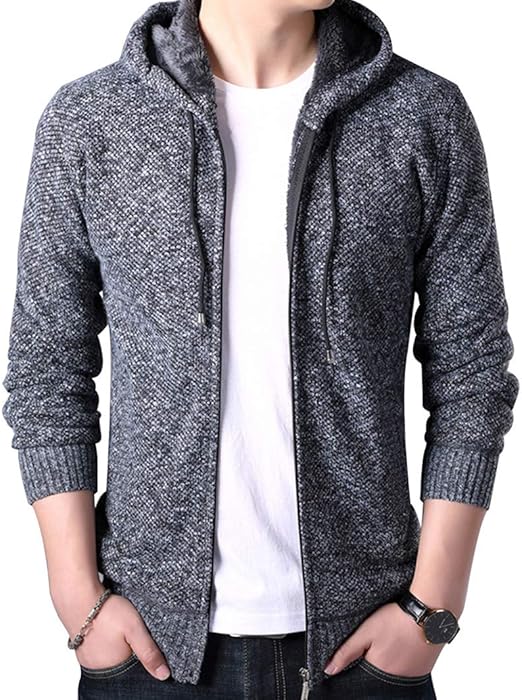 Amazon カーディガン メンズ ニット ジャケット 無地 カジュアル ジップアップ コート 裏起毛 暖かい ビジネス カジュアル 防寒 長袖 秋冬服 灰 2xl カーディガン 通販