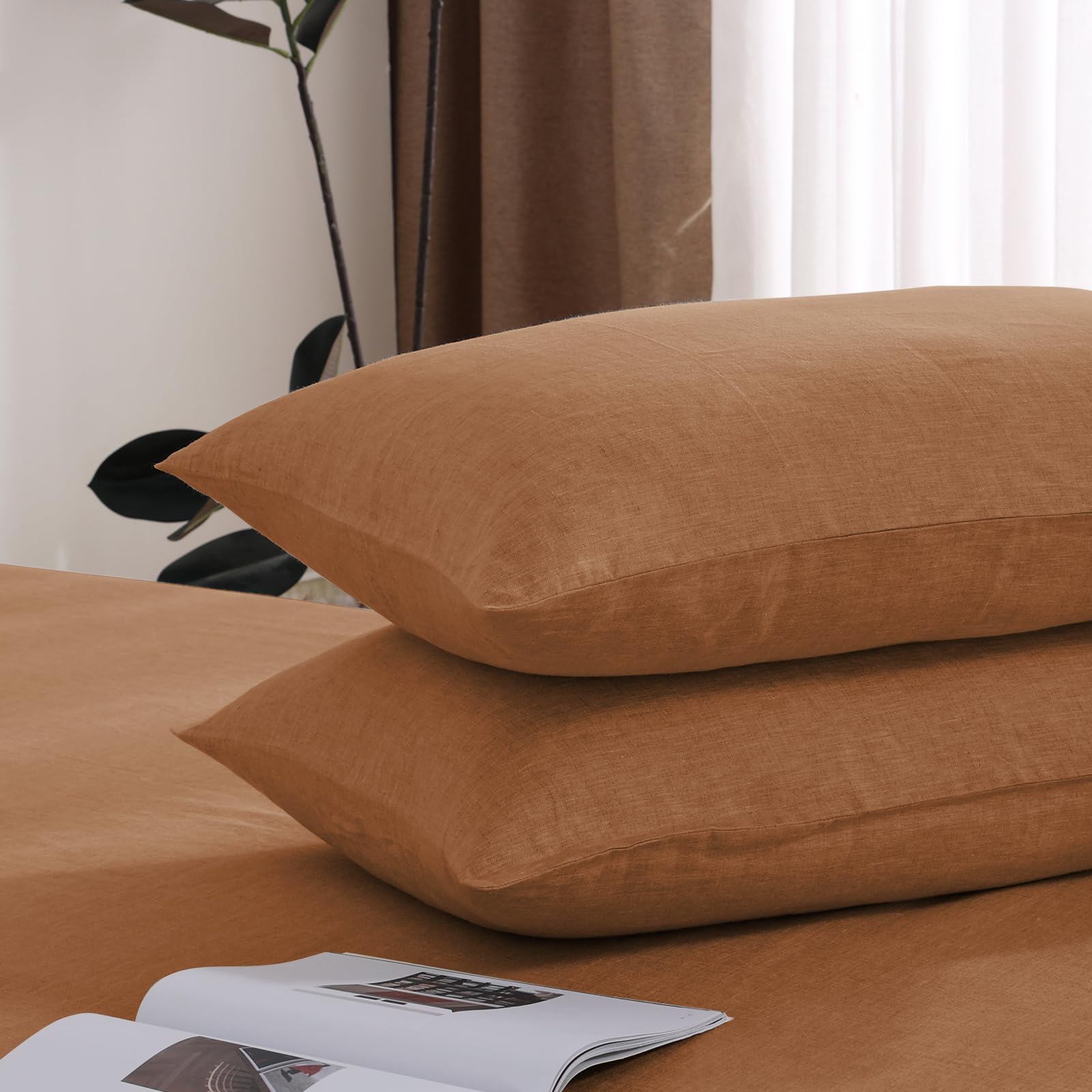 Photo 1 of 100% French Linen Pillowcase Set of 2, Breathable Envelope Closure Soft Linen Pillow Cover,Soft Luxury Hotel & Home Use, Gift