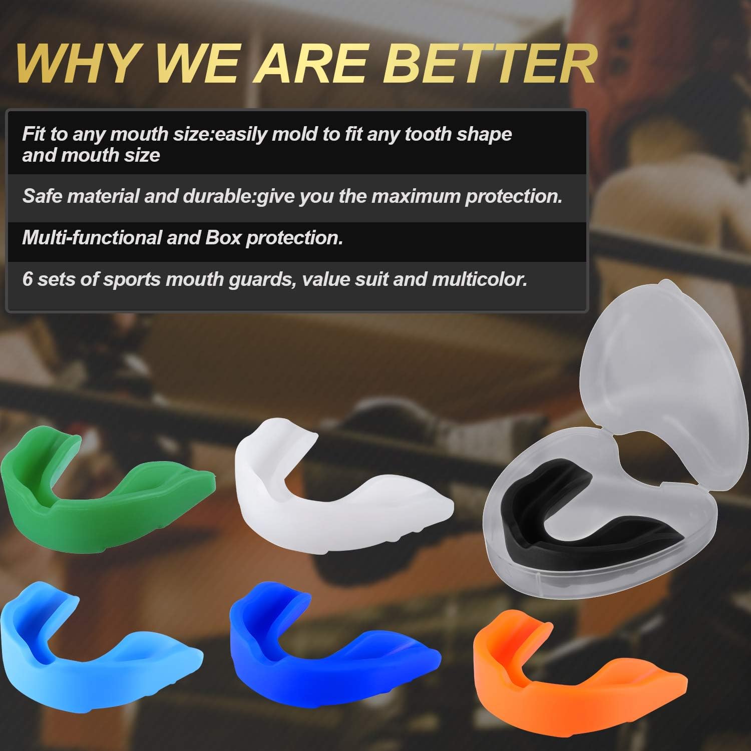 6 Packs Sports Mouth Guard for Kids, Athletic Mouthguard Assorted Colors for Boxing Football Hockey Karate Rugby Basketball : Sports & Outdoors