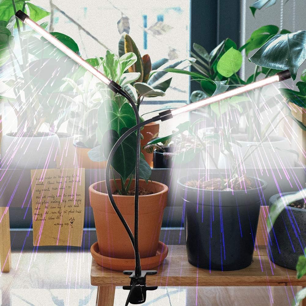 Grow Light, GHodec Sunlight White 50W 84 LEDs Dual Head Clip Plant Lights for Indoor Plants, 4/8/12H Timer & 5 Dimmable Levels : Garden & Outdoor