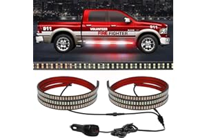 AINBIN 2 in 1 70 inch Truck Emergency Lights Strip 864 LED Running Board Strobe POV Lights Red White Warning Flashing Safety Firefighter Lights Flexible Waterproof for Vehicles Fire Trucks Pickup