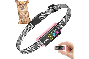 LOSLAI Anti-Bark Collar for Small Dogs, No Shock Bark Collar with Beep & Vibration, 1-5 Sensitivities Adjustable, Rechargeable Dog Barking Collar, IP67 Waterproof - Humane and Safe, Baby Pink