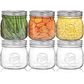 Tebery 6 Pack Wide Mouth Home Glass Mason Jars with Airtight Lids and Bands, 16Oz Canning Glass Jars for Canning, Fermenting,