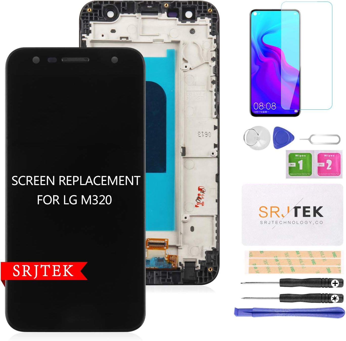 for LG X Power 2 LCD Replacement-SRJTEK for LG X Power 2 Screen Replacement Frame,M320N M320 X320L X320S/X SP320/X US601/Fiesta 2 LTE L164VL L163BL Touch Digitizer Glass Display Touchscreen Assembly