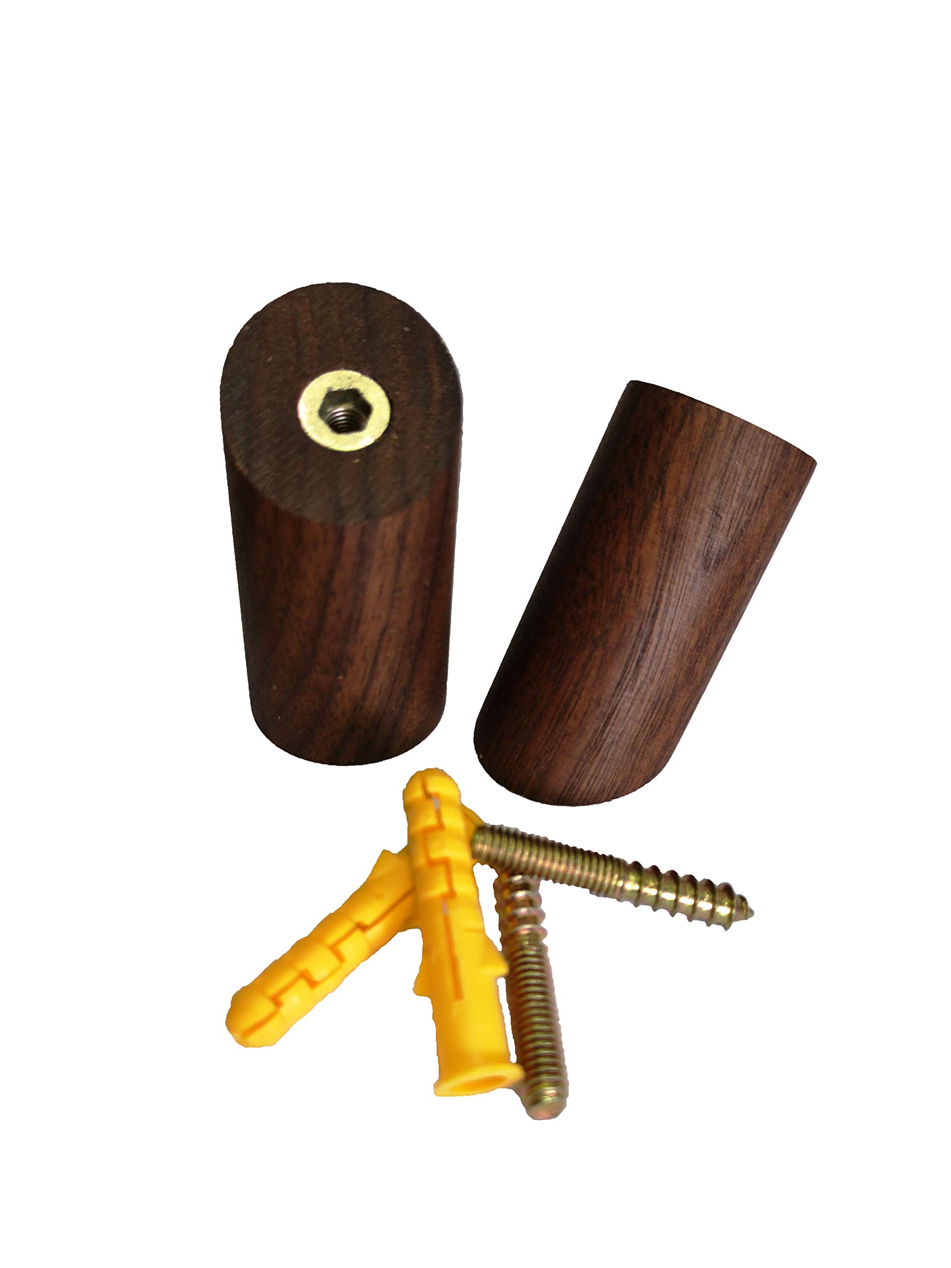 Vrandu Wooden Coat Hook 2pcs, Natural Wall Mounted Coat Pegs, Hook for Clothes Scarf Hat Bag Towel Headphone Rack Bedroom. (Black Walnut, 3 x 6 cm)