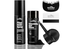 SNOWSEN Hair Building Fibers for Thinning Hair, Black, 27.5g, Professional 5-in-1 Hair & Beard Styling Set with Applicator Pump, Hair Fibers Barber Enhancement Spray for Men & Women