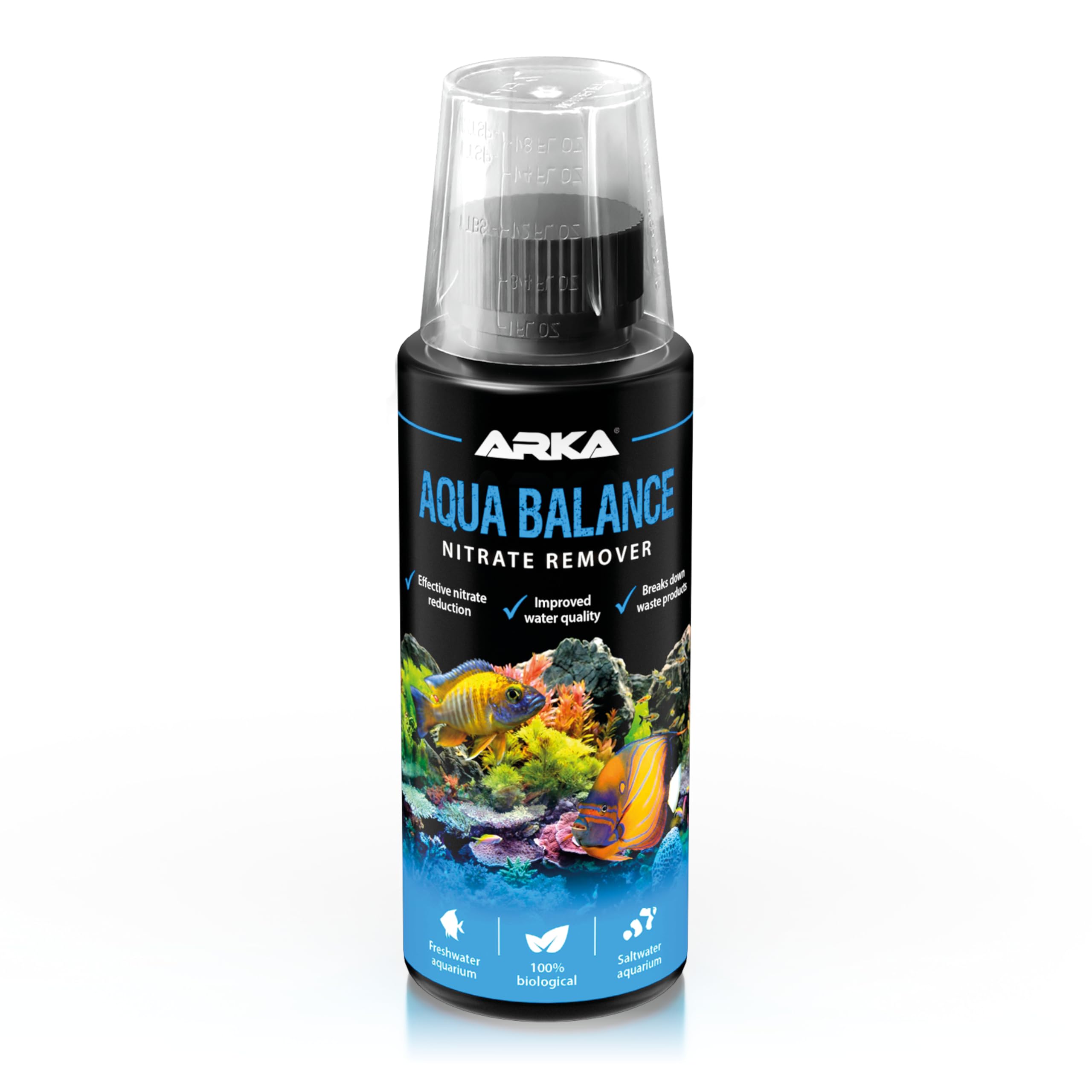 Nitrate remover aquarium – ARKA Aqua Balance 118 ml – biologically reduces nitrate, algae & water cloudiness – supports stable water quality & fish health – for freshwater & marine tanks
