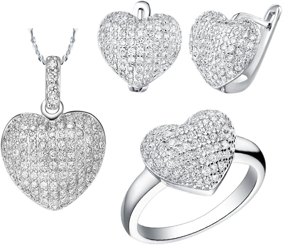 Aomily Jewelry, Gold Love Hearts Womens Earring Necklace And Ring Sets Decoration