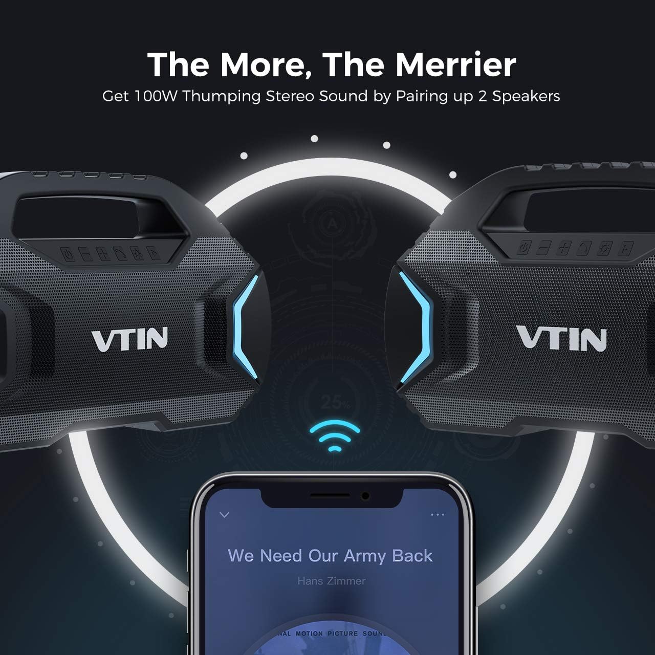 7 Lighting Mode VTIN R7 Bluetooth Speakers Waterproof Outdoor Speakers