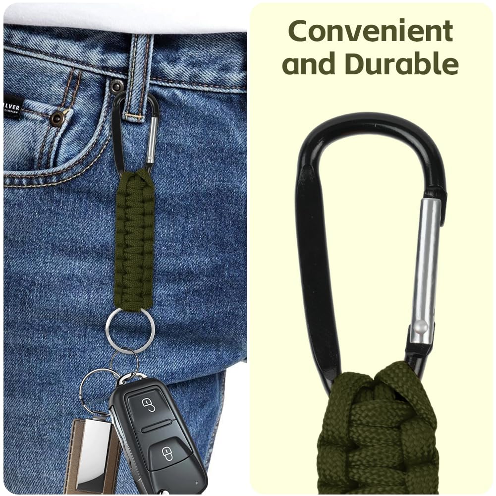 OFFCUP Paracord Schlüsselanhänger mit Karabiner, Schlüsselanhänger Karabiner Geflochtenes Lanyard, Karabinerhaken D Ring Schlüsselband Schlüsselring für Motorrad Auto Camping Wandern 4
