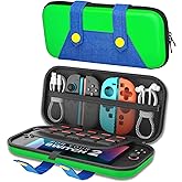 PEYANZ Carrying Case for Nintendo Switch 2, Portable Hard Shell Protective Travel Carrying Case, with 10 Games Card Slots (Green&Blue)