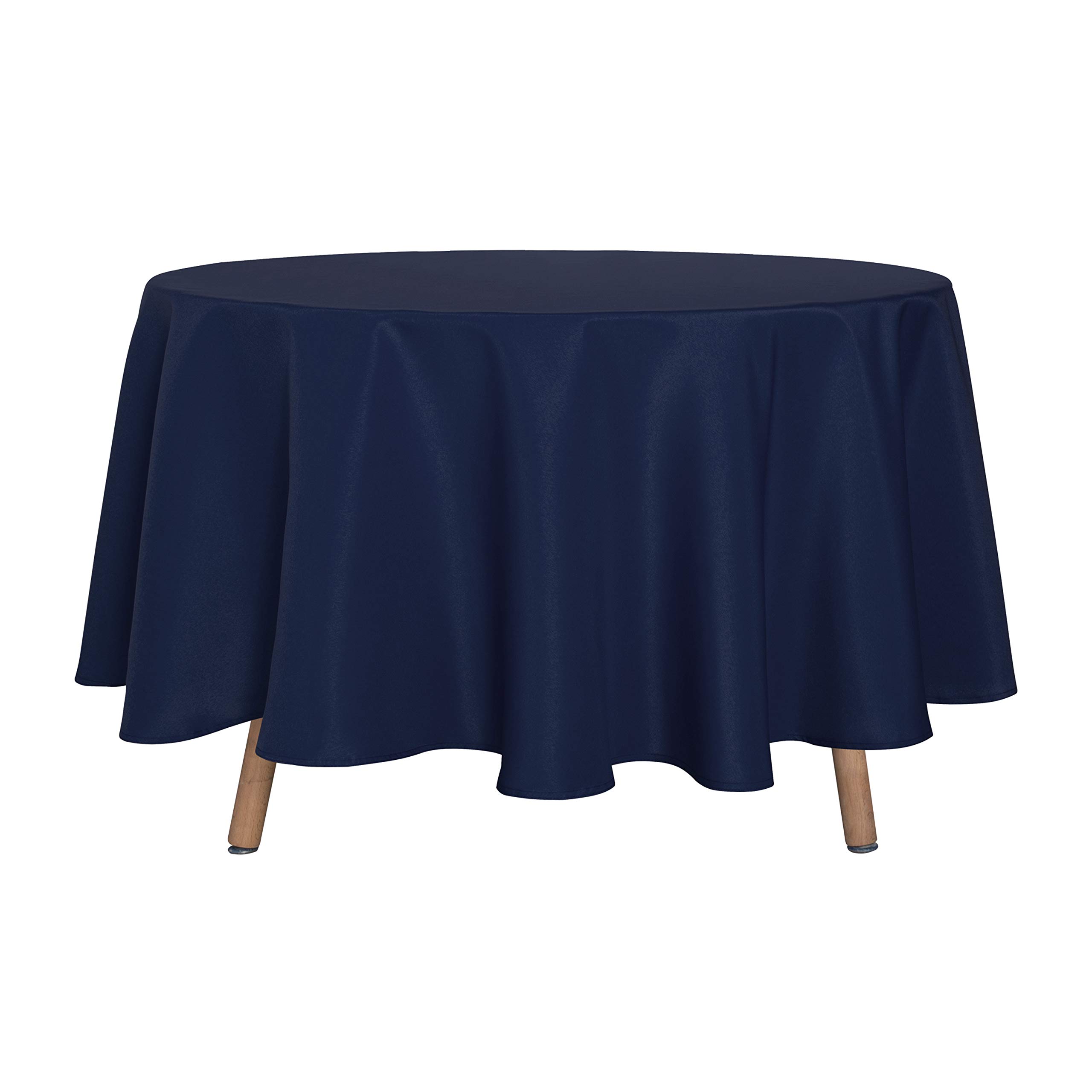 sancua Round Tablecloth - 90 Inch - Water Resistant Spill Proof Washable Polyester Table Cloth Decorative Fabric Table Cover for Dining Tables, Buffet Parties and Camping, Navy