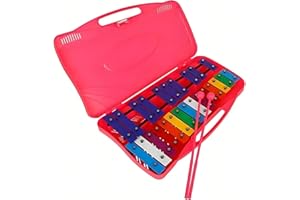 YAYUZEST Xylophone 25 Notes Glockenspiel for Kids, Professional Xylophone Percussion Instrument with Hard Case and Safe Mallets, for Student Beginners, Music Teaching and Gifts (Pink)