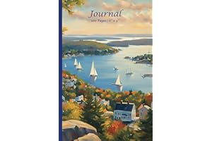 Composition Notebook | 6" x 9" | 100 Lined Pages with Dateline on Each Page | New England Seaside Village Theme: Coastal Summer Writing Journal for Notes, Reflections & Travel Memories