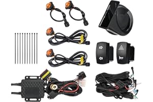 KEMIMOTO UTV Turn Signal Kit with Horn, Pre-Wired, Plug and Play UTV ATV Blinker with Rocker Switch, Hazard Light, Universal Street Legal Kit Compatible with Polaris, Can-Am, Kawasaki, CFMOTO