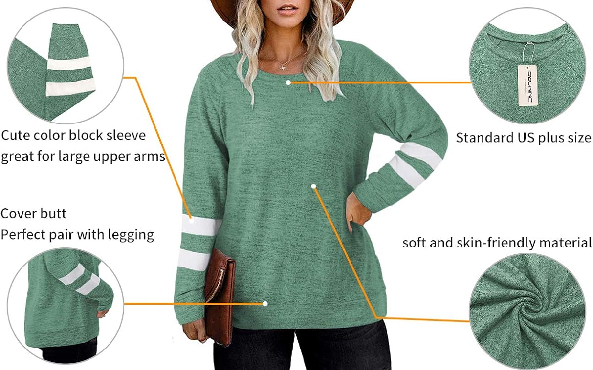 DOLNINE Plus Size Sweatshirts for Women Long Sleeve Oversized Tunic Tops at  Women’s Clothing store