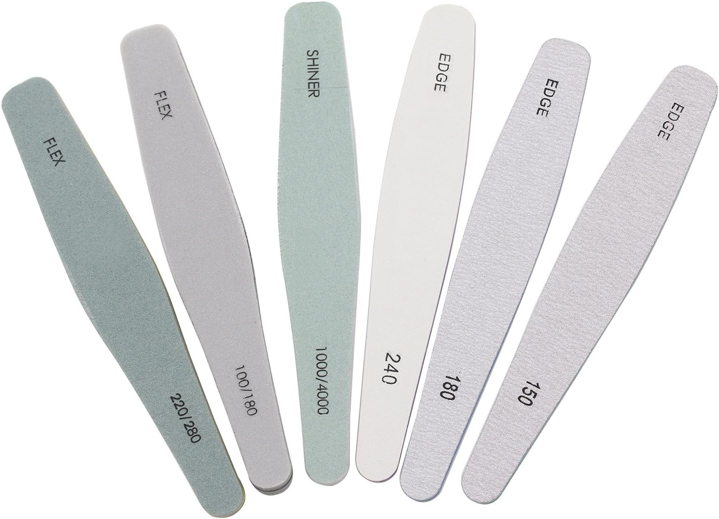 6Pcs Double Sided Nail Files Emery Board Grit Black Gel Cosmetic Manicure Pedicure (Multi)
