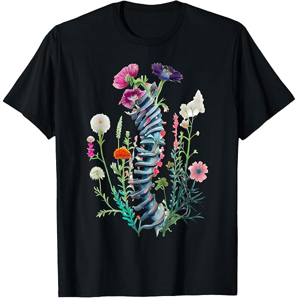 Spiral Flaming Spine Allover Print T-Shirt - Black, Size Small, 100% Cotton - View #5