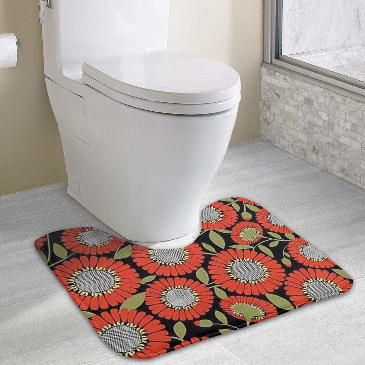 Amazon Com Poizyq Orange Sunflower Bathroom Rug U Shaped Bathroom Floor Rug Mat Bathroom Shower Rug 40 X 49 Home Kitchen