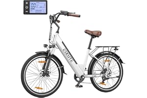 ESKUTE Electric Bike, 500W Peak Motor Adults Ebike, 40 Miles 20MPH Electric Bicycle, 36V 10.4A Removable Battery Electric City Commuter Bike, 7 Speed Front Suspension E-Bike