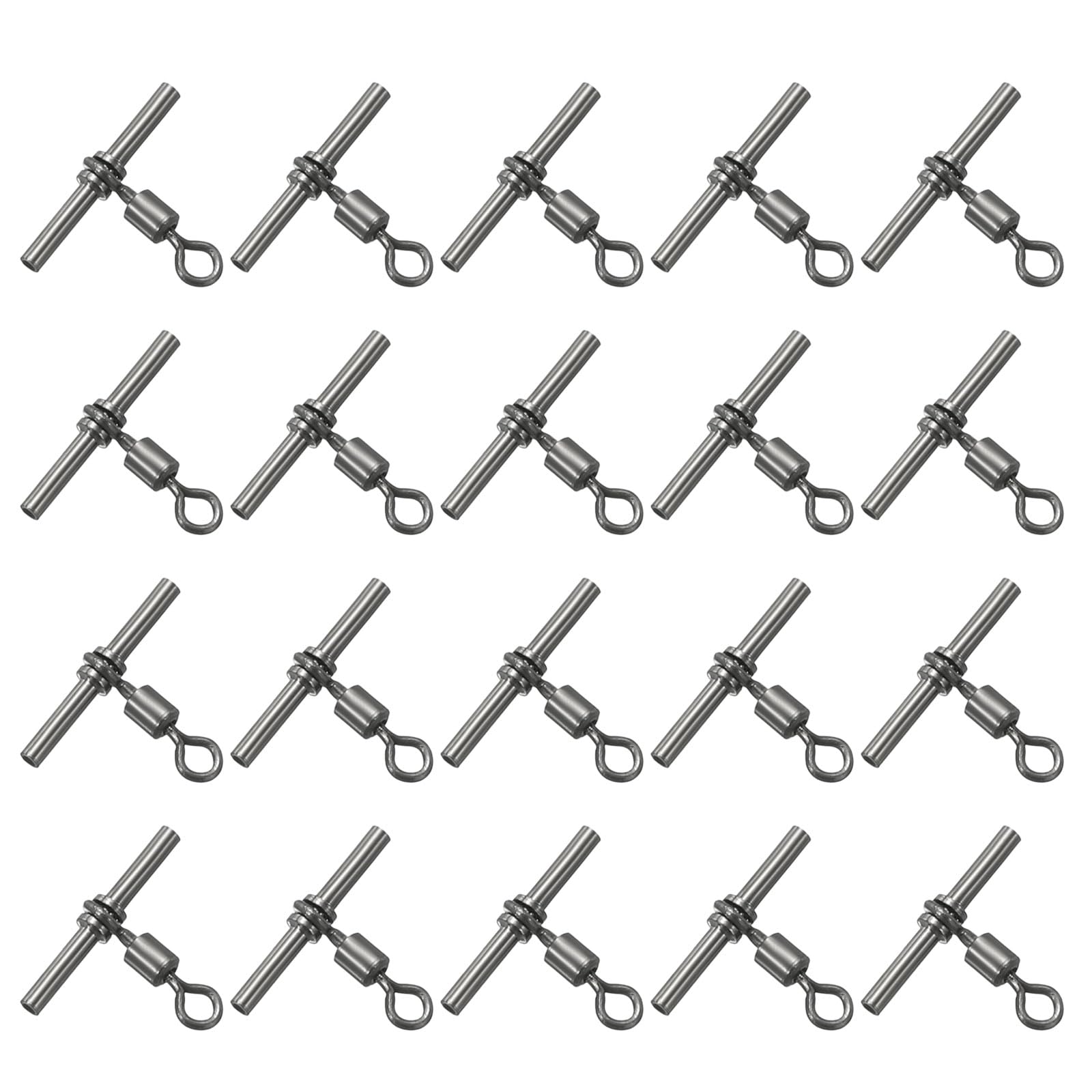 PATIKIL 41Lbs Fishing Swivels, 20 Pack 3-Way T-Shape Brass Swivels Sleeve Fishing Tackle High Strength Cross Line Swivels for Rigs Freshwater Saltwater (10#)