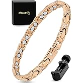 MagnetRX® Ultra Strength Magnetic Bracelets for Women – Double Magnet Stainless Steel Crystal Bracelet for Women – Adjustable Bracelet Length with Sizing Tool (Rose Gold XO)
