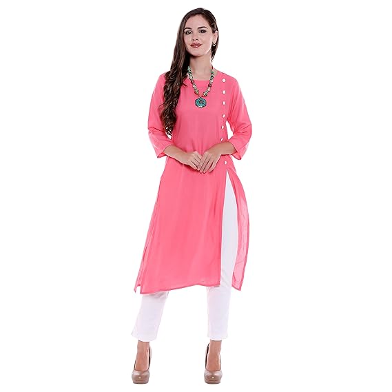 OOMPH! Womens Rayon Straight Kurta