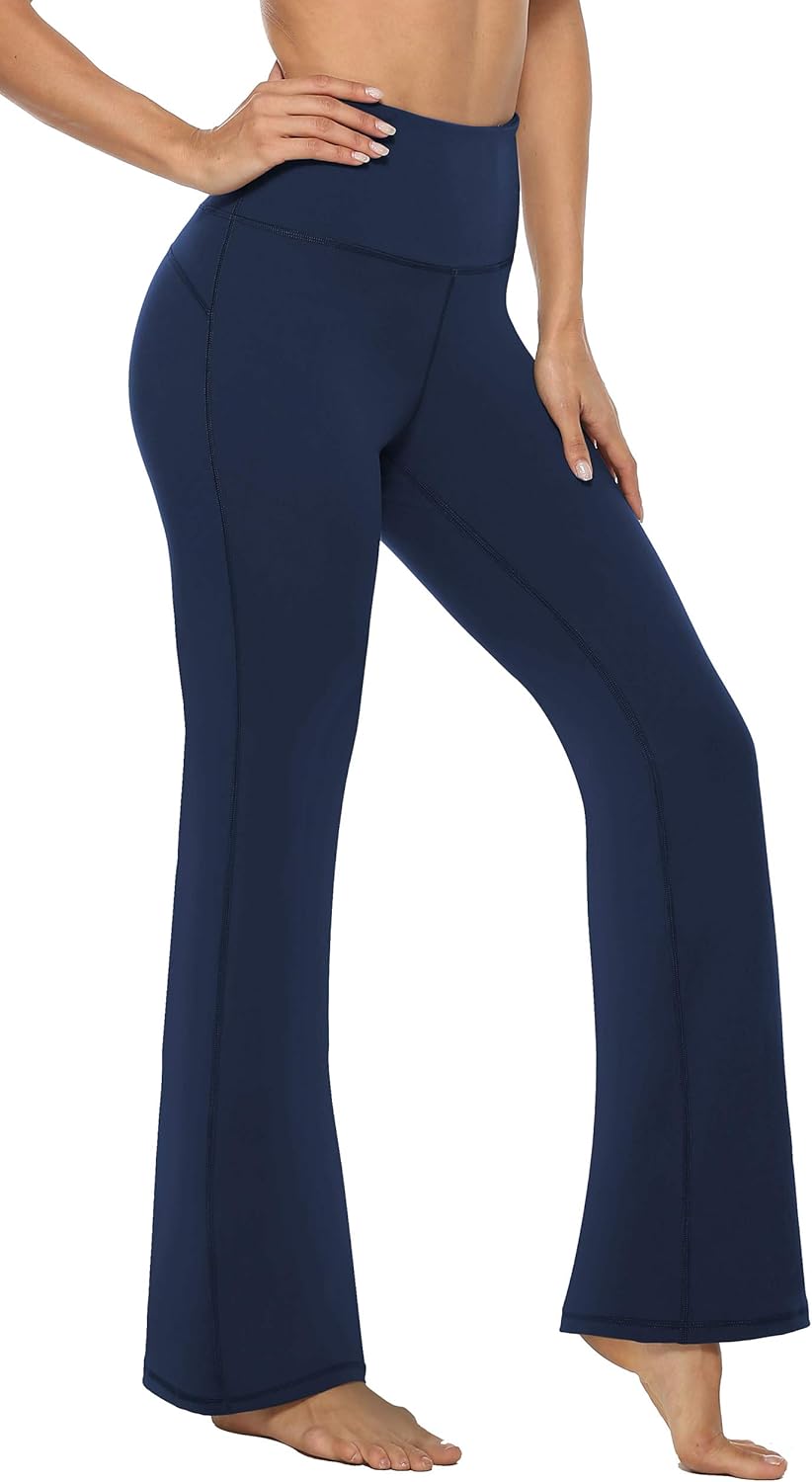 AFITNE Women's Bootcut Yoga Pants with Pockets, High Waist Workout Bootleg Yoga Pants Tummy Control 4 Way Stretch Pants at  Women’s Clothing store