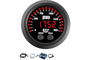 JJCOCO 1800°F Pyrometer Exhaust Gas Temp Gauge Kit with 1/8NPT Type K EGT Sensor & Bracket LED Digital Display Exhaust Gas Te