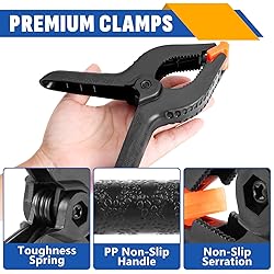 10 Pack 6 inch Plastic Spring Clamps, Black Heavy