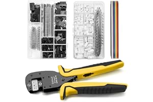 Qibaok Crimping Tool Kit Dupont Ratcheting Crimper Plier Set with 460pcs 2.54mm JST-XH Connectors and 1550PCS 2.54mm Dupont Connectors