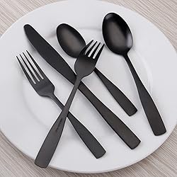 Matte Black Silverware Set, Satin Finish 20-Piece