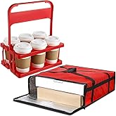 LemonRoad Insulated Pizza Bags for Delivery with Plastic Portable Drink Carrier, 20 x 20 x 6 Pizza Warmer Bag Carrier Reusable Insulated Cooler Food Delivery for Personal and Professional Use